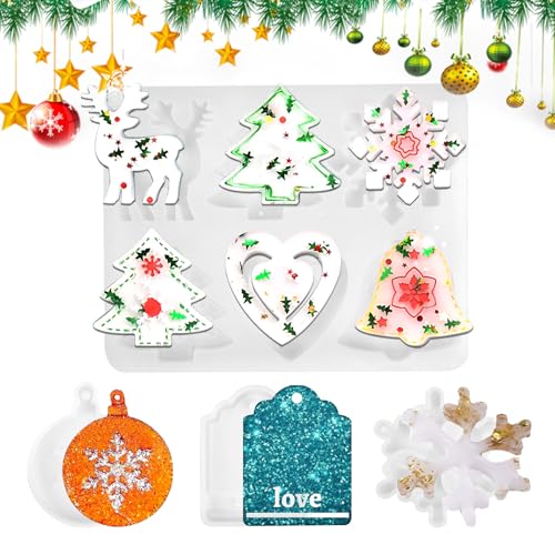 4 Stück Silikonform Weihnachten, Weihnachten Harz Silikonform Epoxidharz Formen Harz Schneeflocke Silikon Form DIY Backformen Werkzeuge Kuchenform Gelee Schokolade von PRZRAO