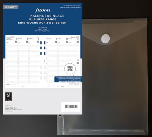 Filofax Kalendereinlage 2025 Größe A5 1 Woche / 2 Seiten (deutsch) 25-68540 + 2 feste Prospekthülle mit Klettverschluss von PS-Handelshaus von PS-Handelshaus