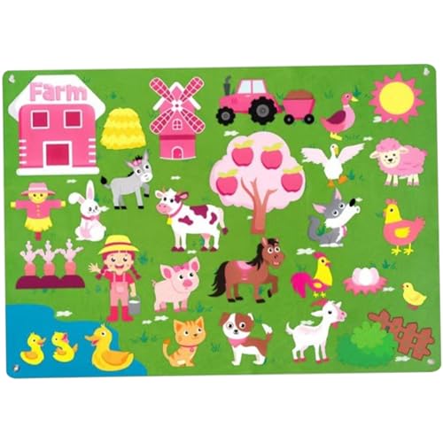 PSFDEWT Filz Story Board Farm-Themen 41 x 29,5 Zoll Filzboard für Kleinkinder mit Grommet pädagogischen fantasievollen Cartoon Felt Board für Heim, Vorschule und Kleinkindaktivitäten Filz Story Board von PSFDEWT