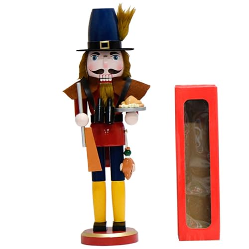 PSFDEWT Nussknacker -Weihnachtsdekoration, Hunter Nutcracker Holding Truthy Weihnachtsdekor, 15 Holzfiguren Festliche Erntedankfest für Regale und Tische von PSFDEWT