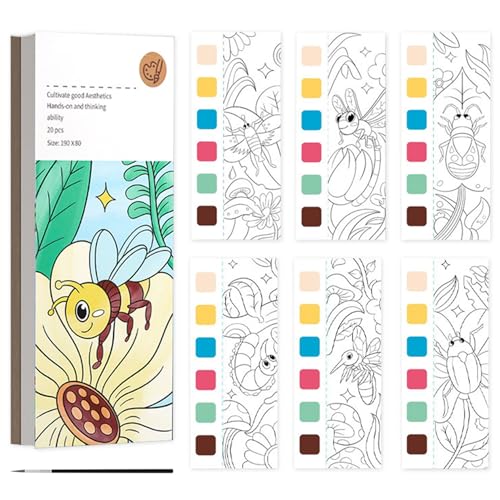 PSFDEWT Wasser Malbuch für Kinder Taschenwasser Malbuch mit Farben und Wasserstift Insekt Thema Wasserfarben Farben Set Jungen Mädchen Geschenke Prinzessin Insekten Land von PSFDEWT