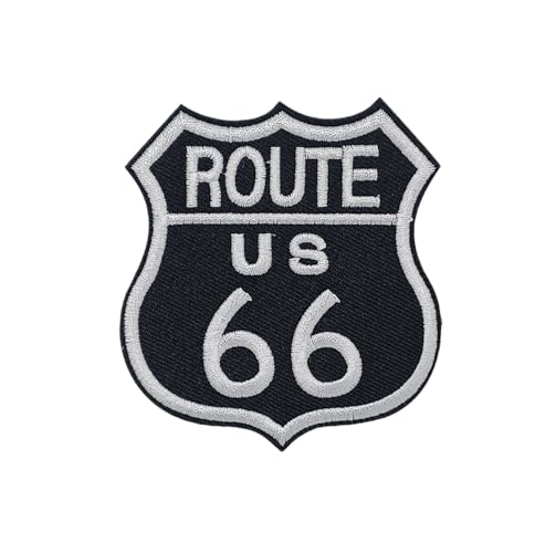 Route US 66 Patch Wikineon Aufnäher zum Aufbügeln, Aufnäher für Jacken, Aufnäher für Kleidung, Mini-Aufnäher, bestickte Aufnäher, Aufnäher, Aufnäher, Aufnäher, coole Aufnäher, einz von PSL