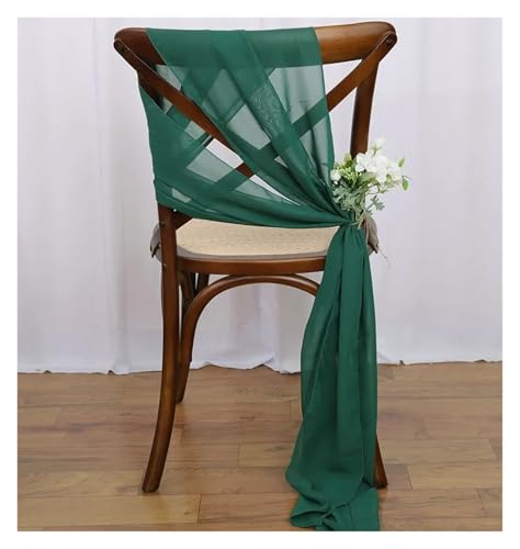 PSNKLMM Stuhl SchäRpen 24 STÜCKE 17x275 cm Chiffon Stuhl Schärpen Hochzeit Stuhl Dekoration Lange for Hochzeit Gang Dekorationen Party Bankett Event FüR Hochzeit Party Hoteldekoration(Dark Green) von PSNKLMM