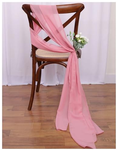 PSNKLMM Stuhl SchäRpen 24 STÜCKE 17x275 cm Chiffon Stuhl Schärpen Hochzeit Stuhl Dekoration Lange for Hochzeit Gang Dekorationen Party Bankett Event FüR Hochzeit Party Hoteldekoration(Dark pink) von PSNKLMM