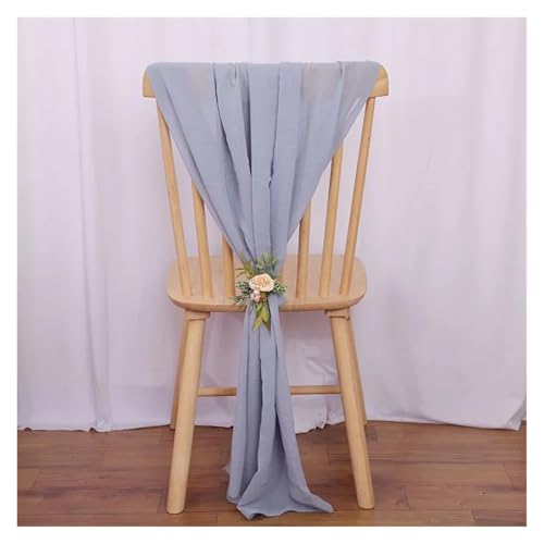 PSNKLMM Stuhl SchäRpen 24 STÜCKE 17x275 cm Chiffon Stuhl Schärpen Hochzeit Stuhl Dekoration Lange for Hochzeit Gang Dekorationen Party Bankett Event FüR Hochzeit Party Hoteldekoration(Grey Blue) von PSNKLMM