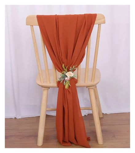 PSNKLMM Stuhl SchäRpen 24 STÜCKE 17x275 cm Chiffon Stuhl Schärpen Hochzeit Stuhl Dekoration Lange for Hochzeit Gang Dekorationen Party Bankett Event FüR Hochzeit Party Hoteldekoration(Rust) von PSNKLMM