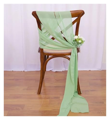 PSNKLMM Stuhl SchäRpen 24 STÜCKE 17x275 cm Chiffon Stuhl Schärpen Hochzeit Stuhl Dekoration Lange for Hochzeit Gang Dekorationen Party Bankett Event FüR Hochzeit Party Hoteldekoration(Sage Green) von PSNKLMM