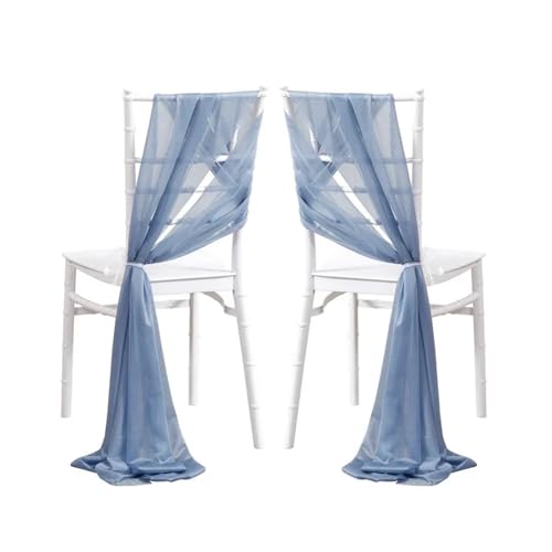 PSNKLMM Stuhl SchäRpen 24 Stück 17x250cm Grün Chiffon Stuhlschärpen 12er Set Schärpen Hochzeit Stuhlhussen Band Hochzeit Party Gang Stuhl Dekor FüR Hochzeit Party Hoteldekoration(Dusty Blue) von PSNKLMM