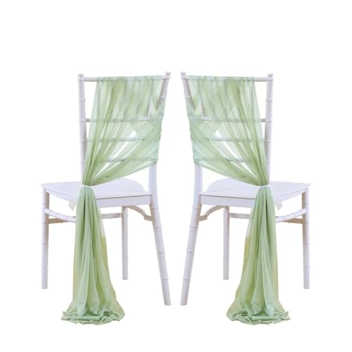 PSNKLMM Stuhl SchäRpen 24 Stück 17x250cm Grün Chiffon Stuhlschärpen 12er Set Schärpen Hochzeit Stuhlhussen Band Hochzeit Party Gang Stuhl Dekor FüR Hochzeit Party Hoteldekoration(Green Set) von PSNKLMM