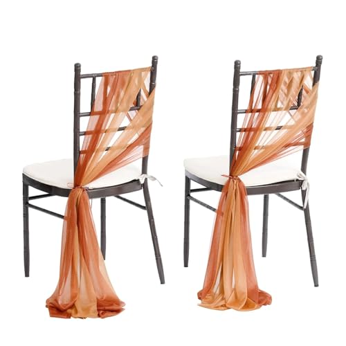 PSNKLMM Stuhl SchäRpen 24 Stück 17x250cm Grün Chiffon Stuhlschärpen 12er Set Schärpen Hochzeit Stuhlhussen Band Hochzeit Party Gang Stuhl Dekor FüR Hochzeit Party Hoteldekoration(Orange) von PSNKLMM