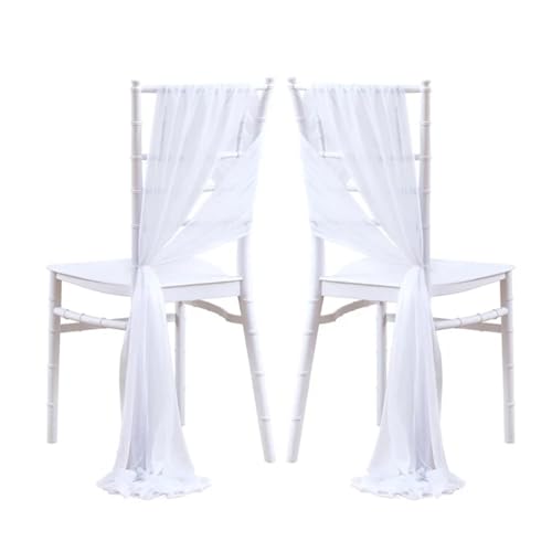 PSNKLMM Stuhl SchäRpen 24 Stück 17x250cm Grün Chiffon Stuhlschärpen 12er Set Schärpen Hochzeit Stuhlhussen Band Hochzeit Party Gang Stuhl Dekor FüR Hochzeit Party Hoteldekoration(White) von PSNKLMM