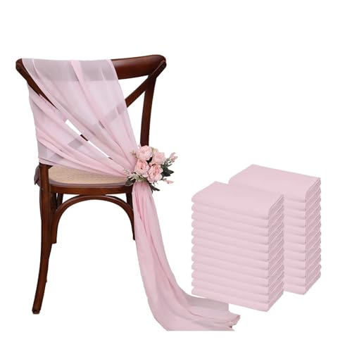 PSNKLMM Stuhl SchäRpen 24 Stück 17x275cm Weihnachtsgrün Chiffon Stuhlschärpen 12er Set Salbei Stuhlschärpen Hochzeitsband Hochzeitsfeier Gangstuhl Dekor FüR Hochzeit Party Hoteldekoration(Light Pink) von PSNKLMM