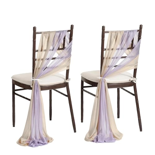 Stuhl SchäRpen 10/50 Stück 17x250cm Salbeigrün Chiffon Stuhlschärpen 12er Set Schärpen Hochzeit Stuhlhussen Band Hochzeitsfeier Gang Stuhl Dekor FüR Hochzeit Party Hoteldekoration(Beige purple,10 pcs) von PSNKLMM