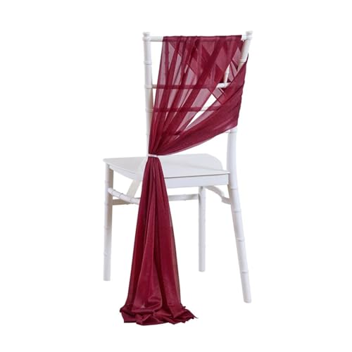 Stuhl SchäRpen 10/50 Stück 17x250cm Salbeigrün Chiffon Stuhlschärpen 12er Set Schärpen Hochzeit Stuhlhussen Band Hochzeitsfeier Gang Stuhl Dekor FüR Hochzeit Party Hoteldekoration(Dark red,50pcs) von PSNKLMM