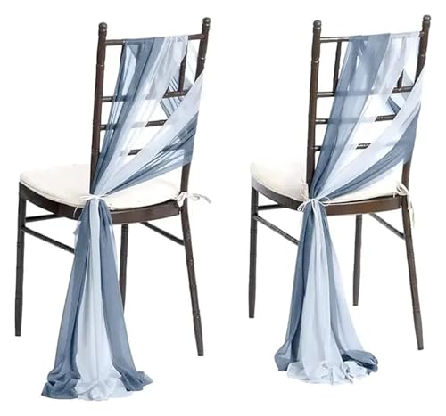 Stuhl SchäRpen 10/50 Stücke 17x250cm Shiny Chiffon Stuhl Schärpen Set Schärpe Gaze Hochzeit Stuhlhussen Band Hochzeit Party Gang Stuhl Dekoration FüR Hochzeit Party Hoteldekoration(White and Grey Blue von PSNKLMM