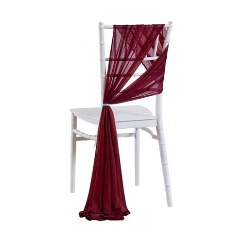 Stuhl SchäRpen 10/50 Stücke 17x250cm Shiny Chiffon Stuhl Schärpen Set Schärpe Gaze Hochzeit Stuhlhussen Band Hochzeit Party Gang Stuhl Dekoration FüR Hochzeit Party Hoteldekoration(Wine red,50pcs) von PSNKLMM