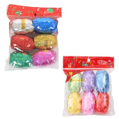 PSOWQ 12 pcs Ringelband in Bunten Farben, Geschenkbänder, Polyband, Geschenkband Kräuselband, Curling Ribbon Rolle, für Basteln & Verpacken von Geschenken, Luftballon Party Deko,10 m je Rolle von PSOWQ