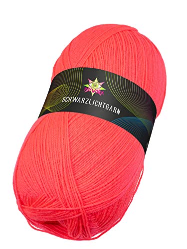 PSYWORK 400g Schwarzlicht Wolle Neon Rot von PSYWORK