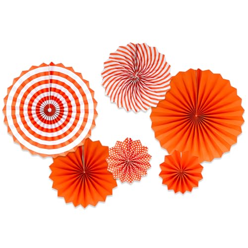 6 Stück Orangefarbene Streifen Tissue Papier Fans, Hängende Papier Fächer Dekoration Papierfächer Party Deko für Festival Karneval Happy Birthday Party Dekorationen von PT Haahoos