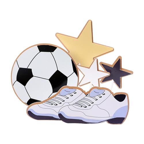 PT Haahoos 5er-Pack Fußball-Kuchenaufsätze, Fußball-Schuhe, Stern-Kuchenaufsätze, Sport-Fußball-Mottoparty, Babyparty, Kuchendekorationen, Kinder, Jungen, Männer, Geburtstagsfeier, Gastgeschenke von PT Haahoos