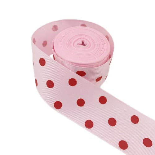 (10 Yards/Rolle) 38 mm Ripsband mit Cartoon-Punkten, bedruckt, schöne Spitzenbänder, Hellrosa von PTBMBZ