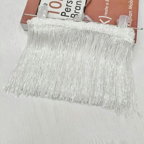 1/2/3/5 Yards 17 cm Laser-Pailletten-Quaste, Spitzenbesatz, Glitzer-Fransenband für Showkleidung, Kleider, Basteln, Nähzubehör, 2 Yards, Transparentweiß von PTBMBZ