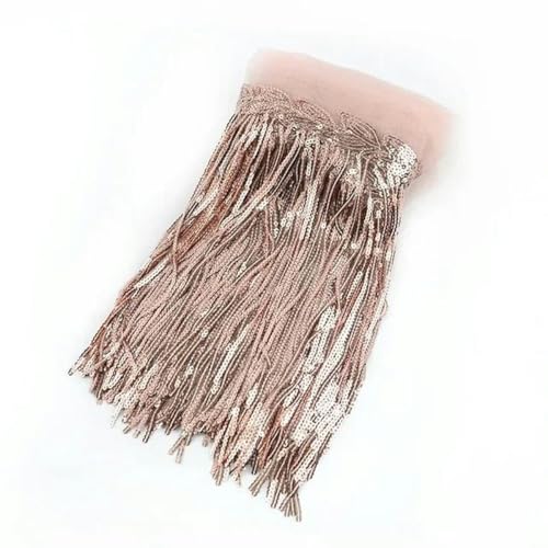 1/2/4 Yard 20 cm Paillettenquaste Spitzenbesatz Glitzer Fransenband DIY handgemachte Tanzperformance Kleidung Dekoration-4 Yards-3Rosegold von PTBMBZ