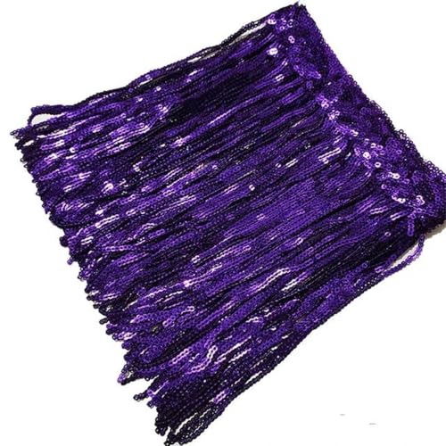 1/2 Yards 20 cm Pailletten Quaste Fransen Spitzenbesatz Band für lateinamerikanische Tanzkleider Kleidungsstoffe DIY Nähen Bekleidungszubehör-1 Yard-Lila von PTBMBZ