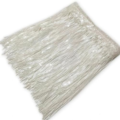 1/2 Yards 20 cm Pailletten Quaste Fransen Spitzenbesatz Band für lateinamerikanische Tanzkleider Kleidungsstoffe DIY Nähen Bekleidungszubehör-1 Yard-Transparent von PTBMBZ