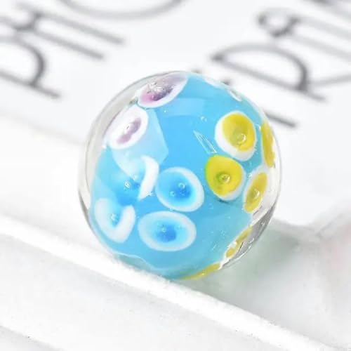 1 Stück, 20 mm, große, runde, handgefertigte Blumenperlen aus Lampwork-Glas, lose Perlen zur Schmuckherstellung, DIY-Bastelarbeiten, Zubehör-4-Jadeseeblau-20 MM-1 Stück von PTBMBZ