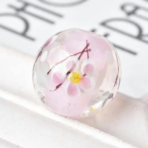 1 Stück, 20 mm, große, runde, handgefertigte Blumenperlen aus Lampwork-Glas, lose Perlen zur Schmuckherstellung, DIY-Bastelarbeiten, Zubehör-6-Rosa-20 MM-1 STÜCK von PTBMBZ