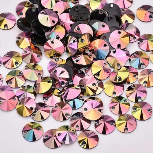 10 12 16 18 22 mm Sew Rose AB Runde Kristalle Flache Rückseite Strass-Applikation Nähen Kristallstein für Kleiderdekoration-Braun AB-10 mm 100 Stück von PTBMBZ