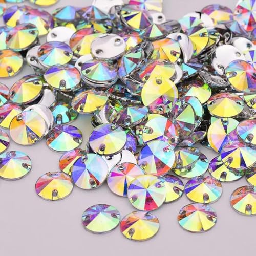 10 12 16 18 22 mm Sew Rose AB Runde Kristalle Flache Rückseite Strass-Applikation Nähen Kristallstein für Kleiderdekoration-Kristall AB-10 mm 100 Stück von PTBMBZ