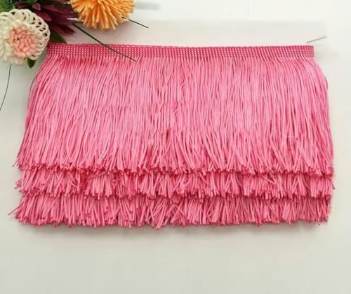 10 Meter 9 cm kurze Quaste Fransenbesatz Spitzenband Quasten für Vorhänge Kleider Nähen Fransen Farben Besätze DIY Zubehör-Rosa von PTBMBZ