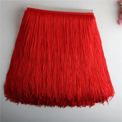 10 Yard/Los Spitzenfransen-Spitzenbesatz, Quaste, 30 cm breit, für DIY-Lateinamerika-Kleid, Bühnenkleidung, Zubehör, Spitzenband, 4,5 m, Rot von PTBMBZ