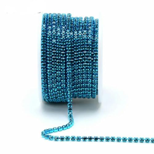 10 Yards/Rolle SS6 SS8 SS12 SS16 Opalfarbe Nähen Glas Strass Cup Kette Strass Banding für Schmuckdekoration-Blauer Zirkon-SS16 10 Yards von PTBMBZ