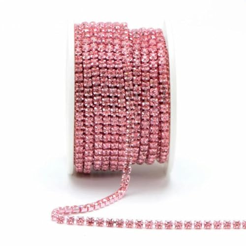 10 Yards/Rolle SS6 SS8 SS12 SS16 Opalfarbe Nähen Glas Strass Cup Kette Strass Banding für Schmuckdekoration-Hellrosa-SS16 10 Yards von PTBMBZ