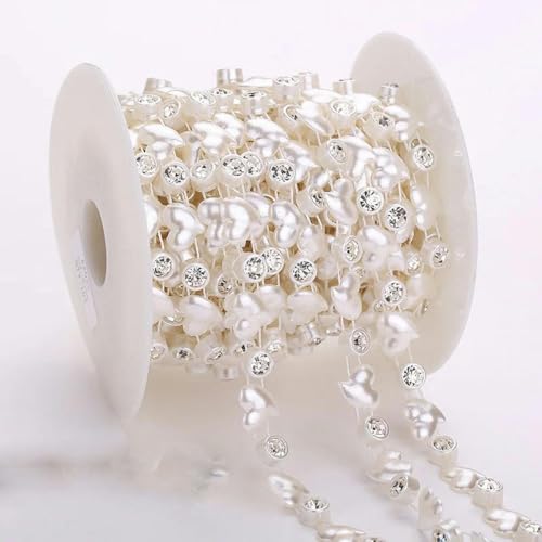 10 Yards Kostüm Applikation Form Perle Strass Trim Kette Brautkleid Hochzeit Dekoration-AA022 von PTBMBZ