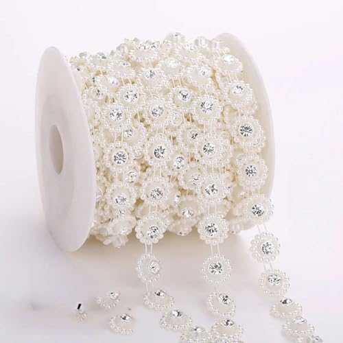 10 Yards Kostüm Applikation Form Perle Strass Trim Kette Brautkleid Hochzeit Dekoration-AA100 von PTBMBZ