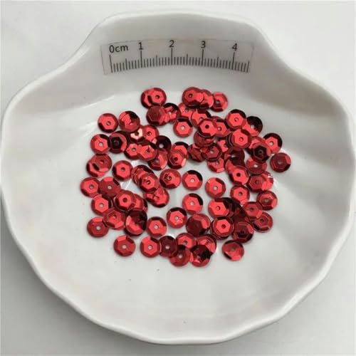 10 g 3 mm 4 mm 6 mm 10 mm PVC-Pailletten mit silberner Basis, Glitzer-Pailletten für Kleidung, Hüte, Schuhe, DIY für Kinder, handgefertigtes Accessoire, Rot, 150 g, 3 mm tiefe Tasse von PTBMBZ