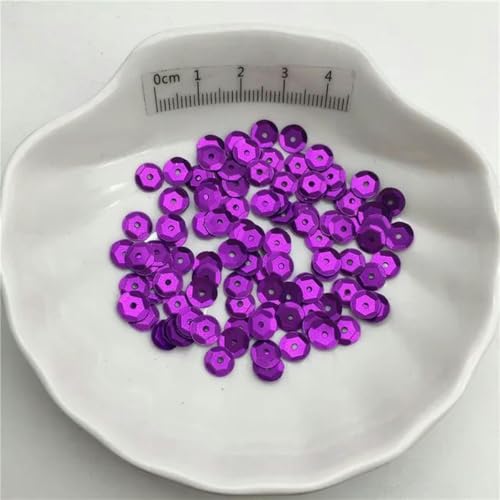 10 g 3 mm 4 mm 6 mm 10 mm PVC-Pailletten mit silberner Basis, Glitzer-Pailletten für Kleidung, Hüte, Schuhe. DIY für Kinder. Handgefertigtes Accessoire-Lila-10 g 3 mm tiefe Tasse von PTBMBZ