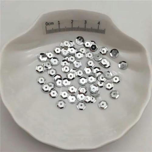 10 g 3 mm 4 mm 6 mm 10 mm Silberfarbene Cup-PVC-Pailletten, Glitzer-Pailletten für Kleidung, Hüte, Schuhe. DIY für Kinder. Handgefertigtes Accessoire-Silber-150 g 4 mm von PTBMBZ