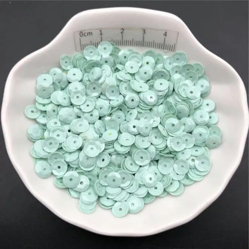 10 g 6 mm einfarbige Cup-PVC-Pailletten, Glitzer-Pailletten für Kleidung, Hüte, Schuhe, Kinder, DIY, Basteln, handgefertigtes Accessoire, Hellblau, 6 mm, 150 g von PTBMBZ