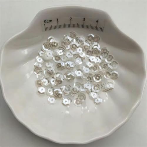 10 g 6 mm einfarbige Cup-PVC-Pailletten, Glitzer-Pailletten für Kleidung, Hüte, Schuhe, Kinder-DIY, Basteln, handgefertigtes Accessoire, Öltransparent, 6 mm, 150 g von PTBMBZ