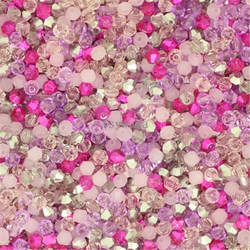 100 Stück 4 mm Doppelkegel Österreichische Kristallperlen Charm Glasperlen Lose Abstandsperlen zur DIY-Schmuckherstellung-Rosa Mehrfarbig von PTBMBZ