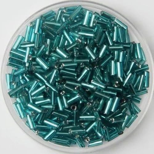 1100 Stück/50 g Glasperlen, Mini-Rocailles-Perlen, 2 × 6 mm, kleine lose Abstandsperlen für Ohrringe, Armbänder, Halsketten, Blau von PTBMBZ