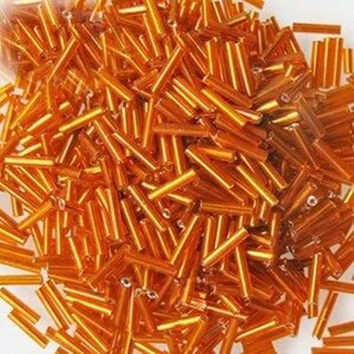 1100 Stück/50 g Glasperlen, Mini-Rocailles-Perlen, lange Röhren, 2 × 6 mm, kleine lose Abstandsperlen für Ohrringe, Armbänder, Halsketten, Orange von PTBMBZ