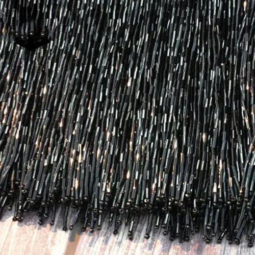 15 cm 30 cm Dekorativer Besatz mit Strasssteinen, Kleider, Strass-Spitze, Tanzkleidung, Glasperlenbesatz, Quastenfransen, 15 cm x 5 Yards, C302 Schwarz von PTBMBZ