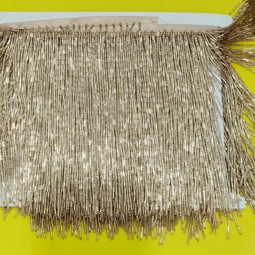 15 cm 30 cm Dekorativer Besatz mit Strasssteinen, Kleider, Strass-Spitze, Tanzkleidung, Glasperlenbesatz, Quastenfransen, 15 cm x 5 Yards, C304 Khaki von PTBMBZ