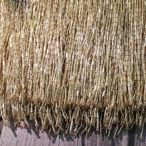 15 cm 30 cm Dekorativer Besatz mit Strasssteinen, Kleider, Strass-Spitze, Tanzkleidung, Glasperlenbesatz, Quastenfransen, 15 cm x 5 Yards, C305 Gold von PTBMBZ